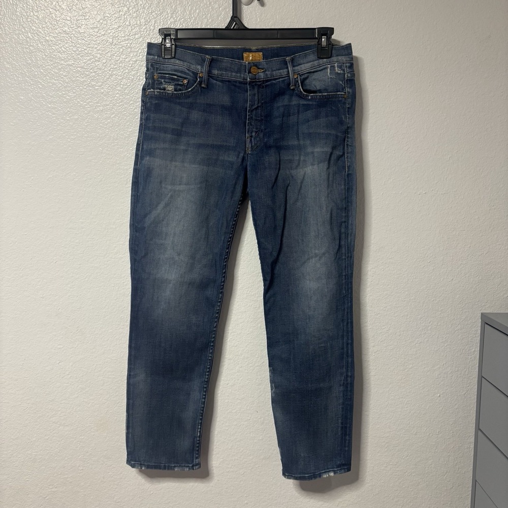 MOTHER The Dropout Tequila Truth Distressed Cropped Denim Jeans Size 28